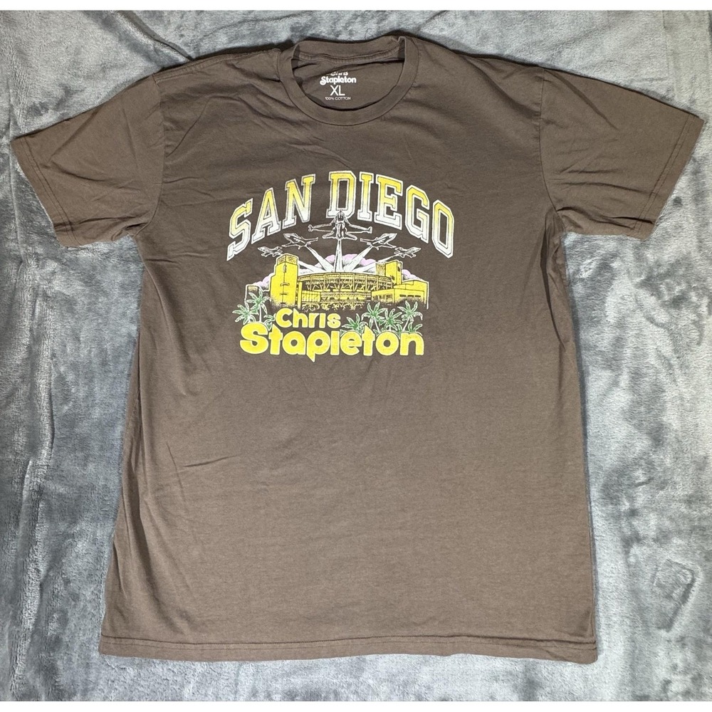 Chris Stapleton Shirt Mens XL Brown San Diego Stadium Concert Graphic‎ Tee